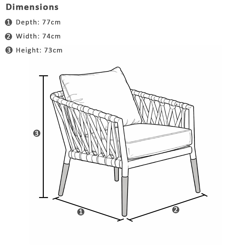 Silas Outdoor Rope and Aluminium Patio Balcony Set with Side Table