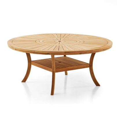 Solomon 1.8m Round Teak Timber Outdoor Dining Table with Lazy Susan