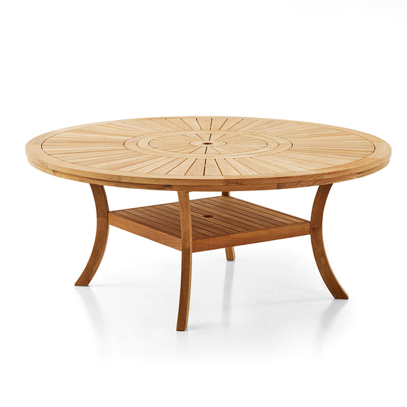 Solomon 1.8m Round Teak Timber Outdoor Dining Table with Lazy Susan