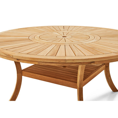 Solomon 1.8m Round Teak Timber Outdoor Dining Table with Lazy Susan