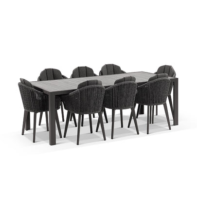 Southport Outdoor 2.17m Aluminium and Ceramic Table with 8 Alpine Chair