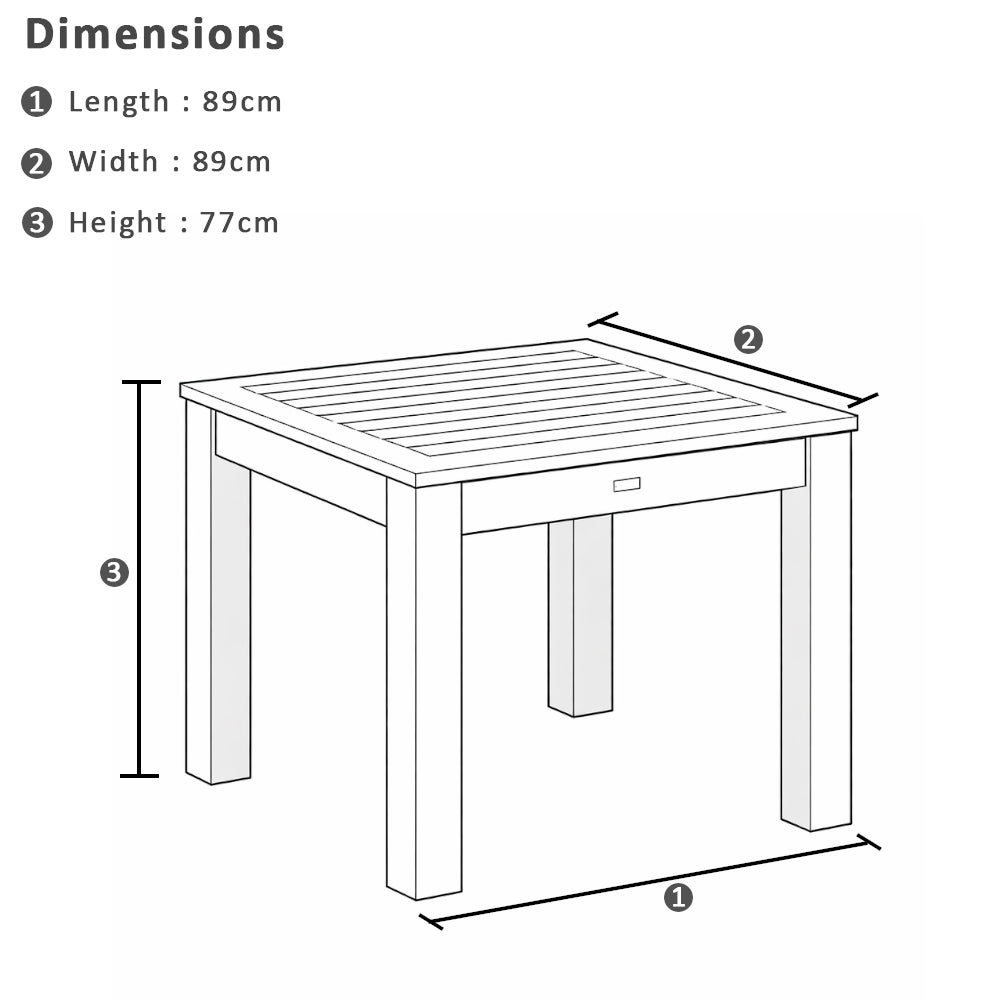 Santorini Outdoor Square Aluminium Dining Table