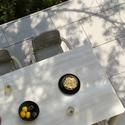 Sienna Outdoor Aluminium and Ceramic Dining Table with Rope Chairs Setting