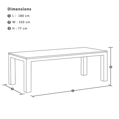 Hugo Ceramic 1.8m Outdoor Rectangle Aluminium Dining Table