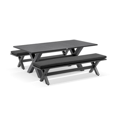 Tahitian 2.1m Outdoor Aluminium Dining Setting with Bench Seats