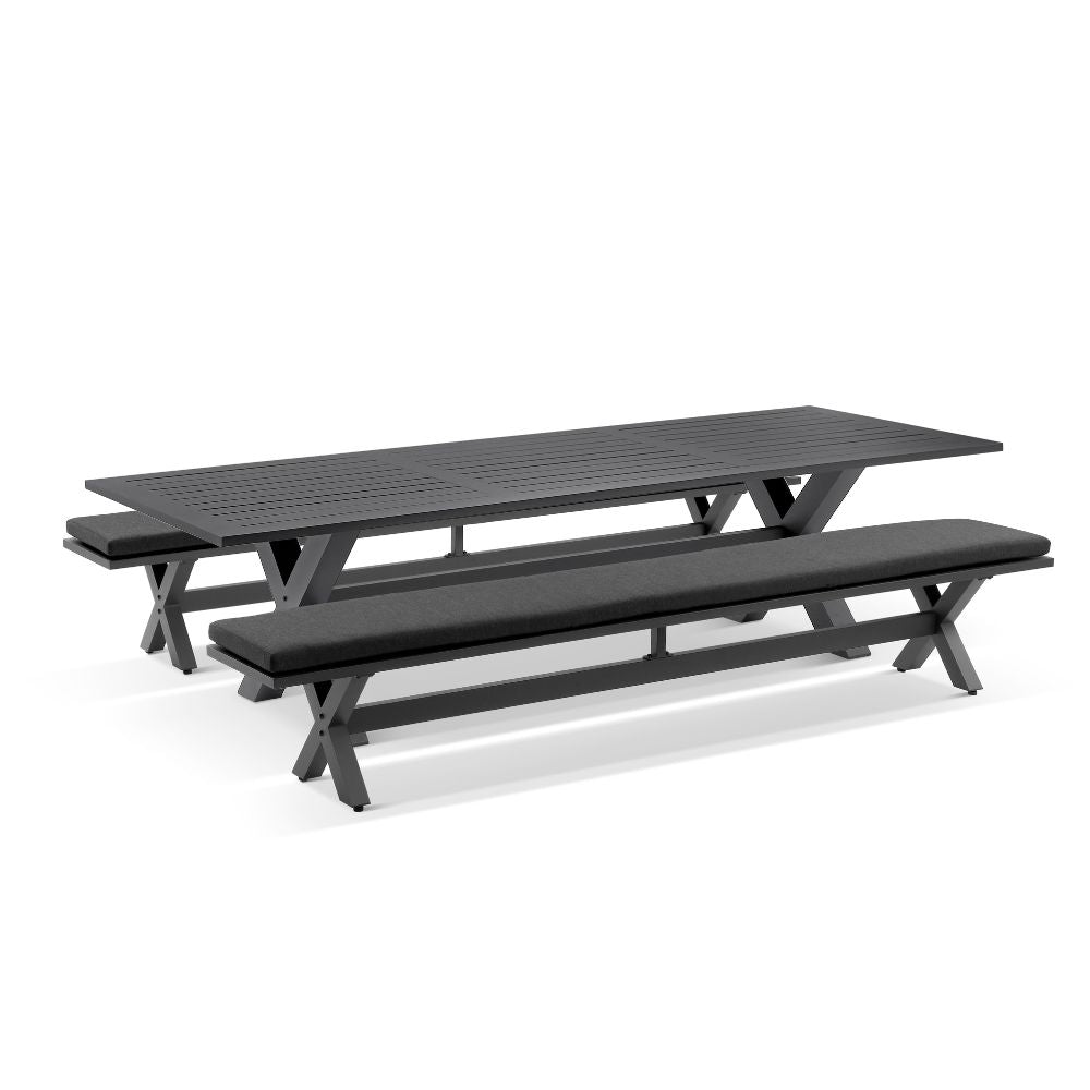 Tahitian 3m Outdoor Aluminium Dining Setting With Bench Seats