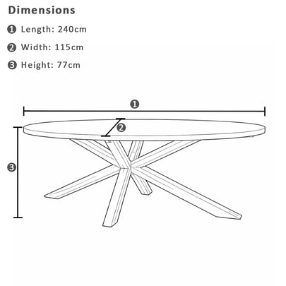 Tamarama Oval Indoor Outdoor Concrete Look Dining Table