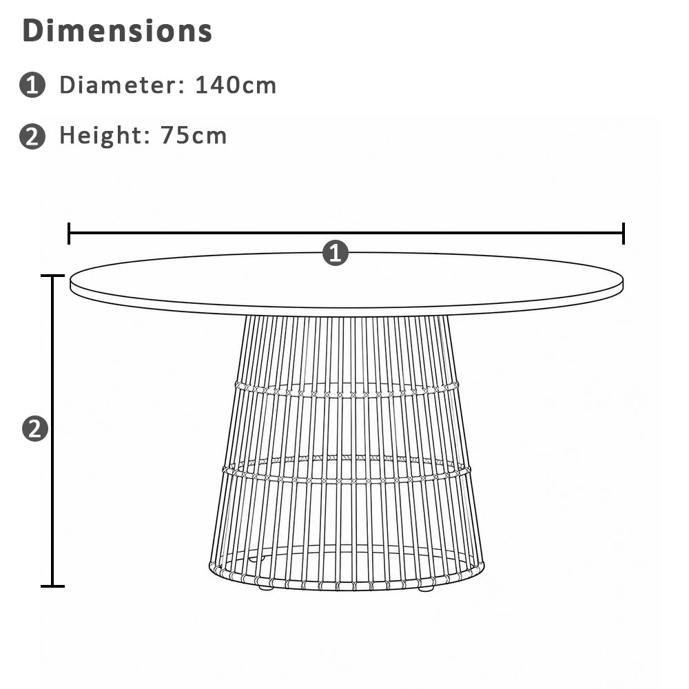 Tamborine Indoor Mango wood 1.4m Round Dining Table