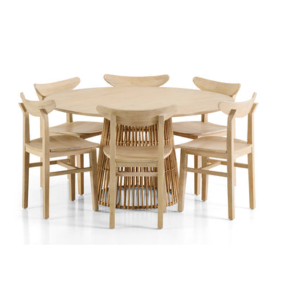 Tamborine Indoor 1.4m Round Dining Setting with 6x Ballina Chairs