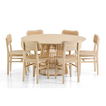 Tamborine Indoor 1.4m Round Dining Setting with 6x Ettalong Chairs