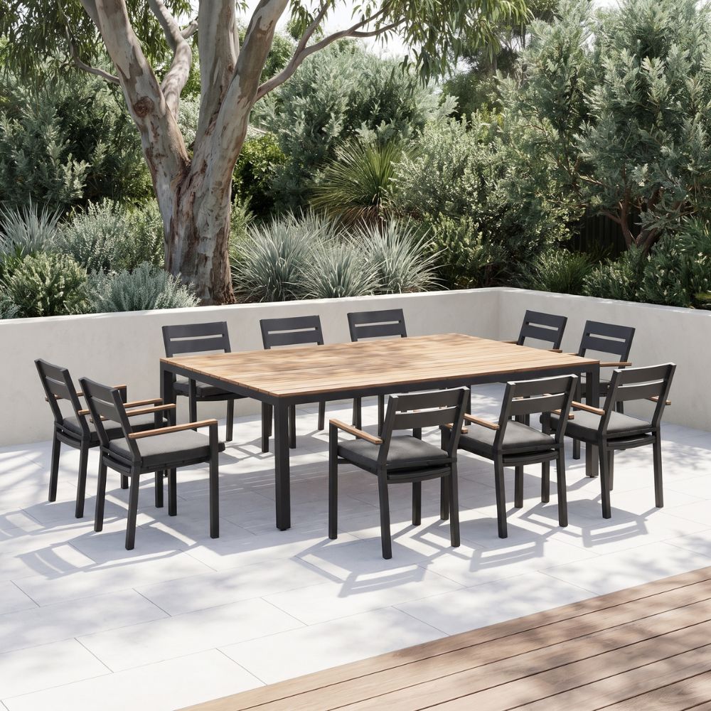 Tuscany 10 Seater with Capri chairs with Teak Arm Rests