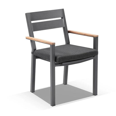 Balmoral 2.5m Teak Top Aluminium Table with 4 Bench Seats and 2 Chairs