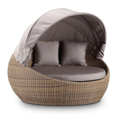 Newport Outdoor Wicker Round Daybed with Canopy with Sunbrella