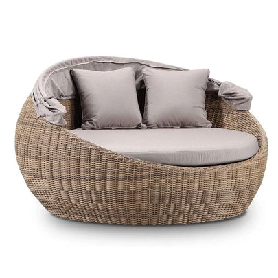 Newport Outdoor Wicker Round Daybed with Canopy with Sunbrella