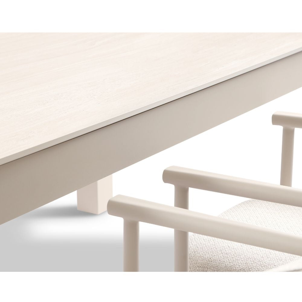 Malibu 2.65m Outdoor Aluminium and Ceramic Dining Table with 10 Aria Chairs