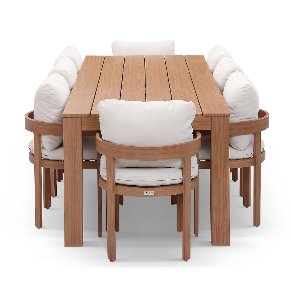 Entertainer 2.45m Outdoor Aluminium Dining Table with 8 Marlo Chairs