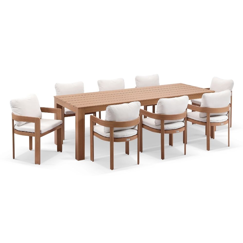 Entertainer 2.45m Outdoor Aluminium Dining Table with 8 Marlo Chairs