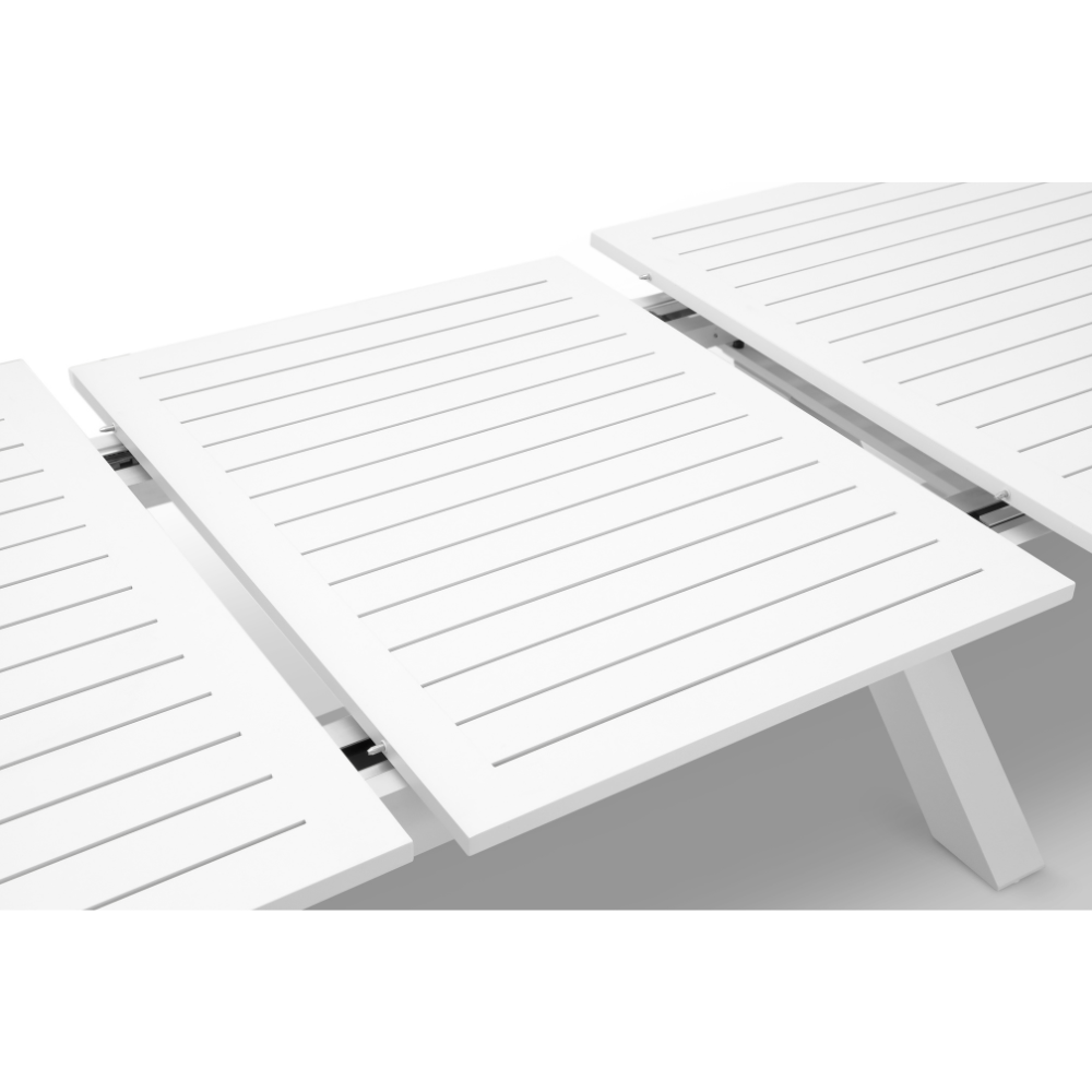 Austin Outdoor 2.2m - 3m Extension Aluminium Table with 12 Santorini Armless Dining Chairs