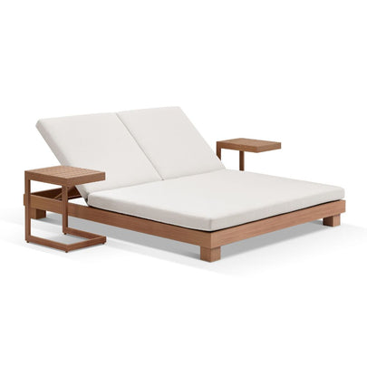 Santorini Aluminium Double Sun Lounge w/ 2x Santorini Side Table Set