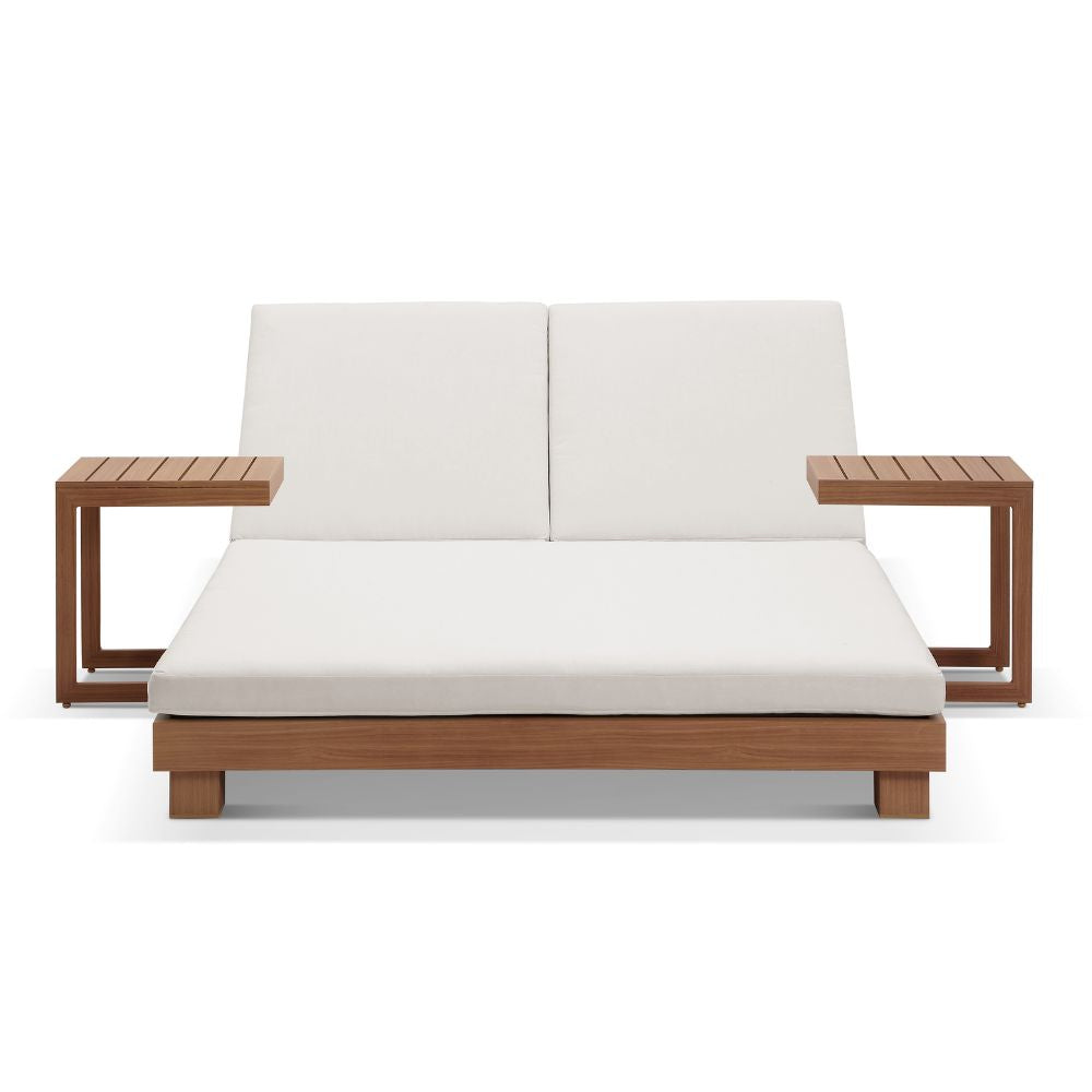 Santorini Aluminium Double Sun Lounge w/ 2x Santorini Side Table Set