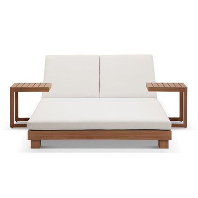 Santorini Aluminium Double Sun Lounge w/ 2x Santorini Side Table Set