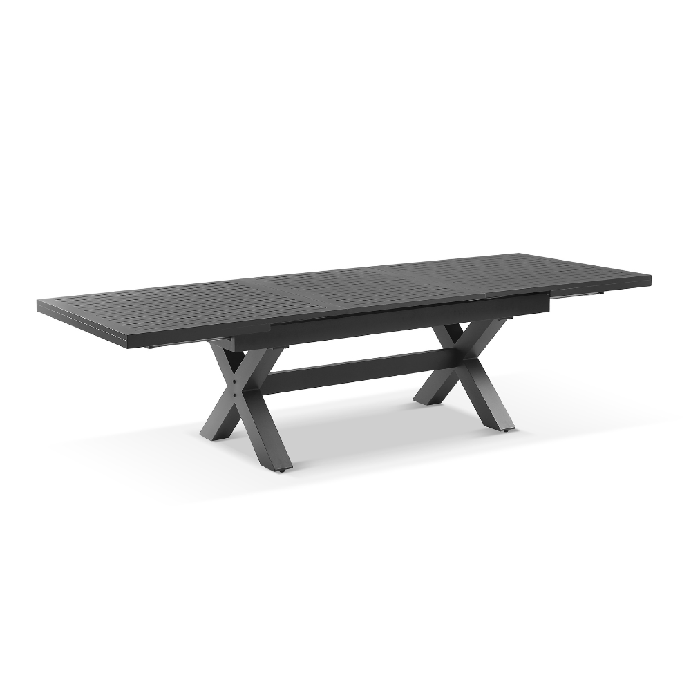 Austin Outdoor 2.2m - 3m Extension Aluminium Table with 10 Hugo Rope Dining Chairs