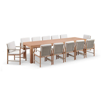 Entertainer 3.2m Outdoor Aluminium Dining Table with 12 Avery Rope Chairs