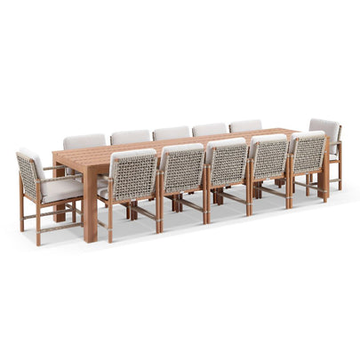 Entertainer 3.2m Outdoor Aluminium Dining Table with 12 Avery Rope Chairs