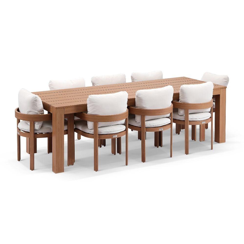 Entertainer 2.45m Outdoor Aluminium Dining Table with 8 Marlo Chairs
