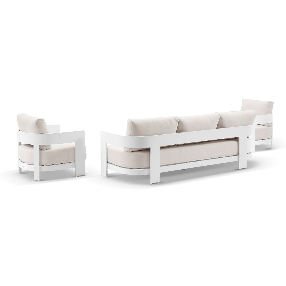 Marlo 3+1+1 Outdoor Aluminium Lounge With Coffee Table Set in White