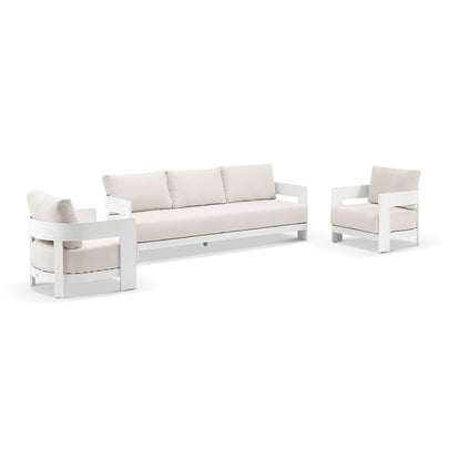Marlo 3+1+1 Outdoor Aluminium Lounge With Coffee Table Set in White