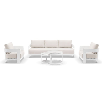 Marlo 3+1+1 Outdoor Aluminium Lounge With Coffee Table Set in White