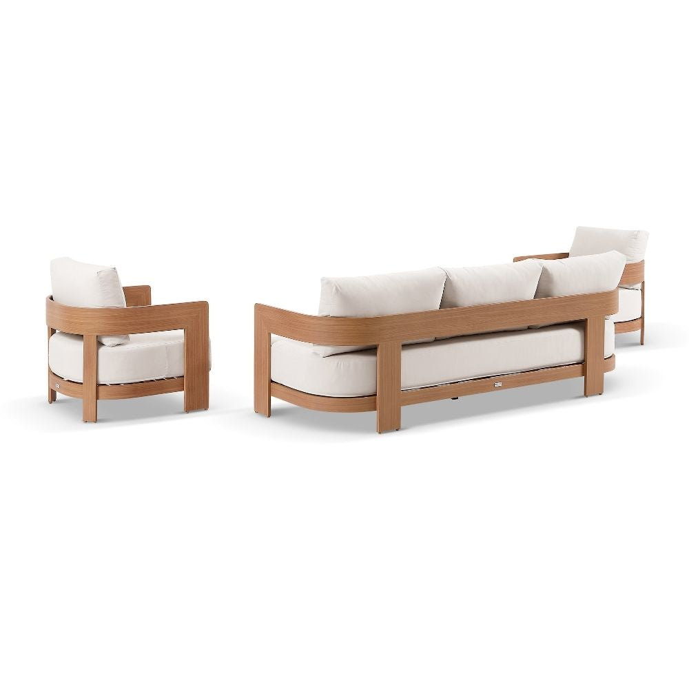 Marlo 3+1+1 Outdoor Aluminium Lounge With Coffee Table set in Cedar Look