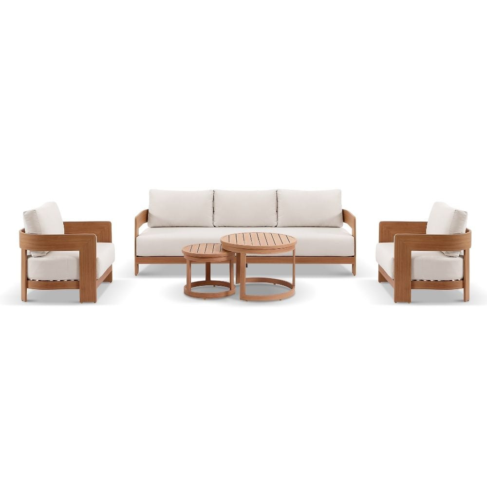 Marlo 3+1+1 Outdoor Aluminium Lounge With Coffee Table set in Cedar Look
