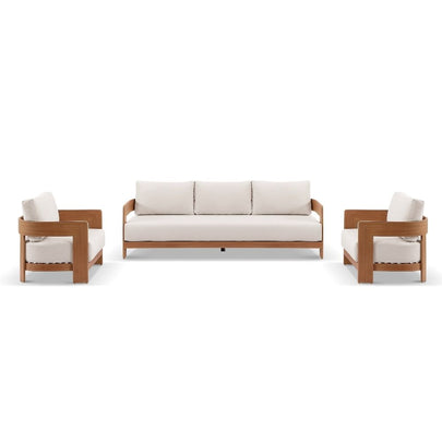 Marlo 3+1+1 Outdoor Aluminium Lounge With Coffee Table set in Cedar Look
