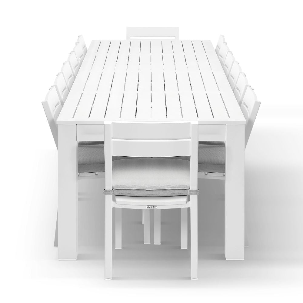 Santorini 3.55m Outdoor Aluminium Dining Setting With 14x Armless Chairs