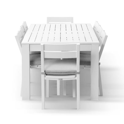 Santorini 1.8m Outdoor Aluminium Dining Setting With 8x Armless Chairs