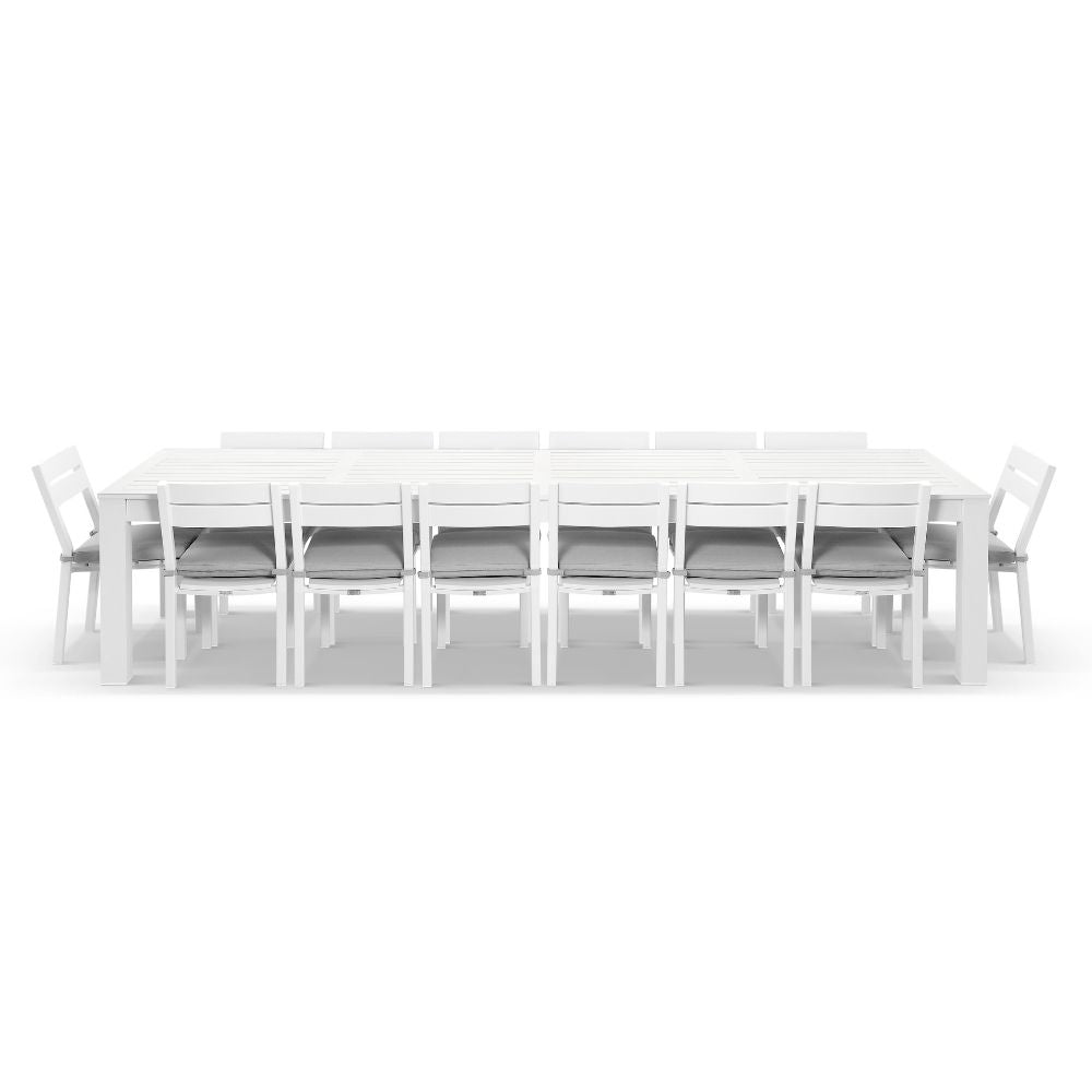 Santorini 3.55m Outdoor Aluminium Dining Setting With 14x Armless Chairs