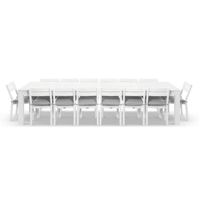 Santorini 3.55m Outdoor Aluminium Dining Setting With 14x Armless Chairs