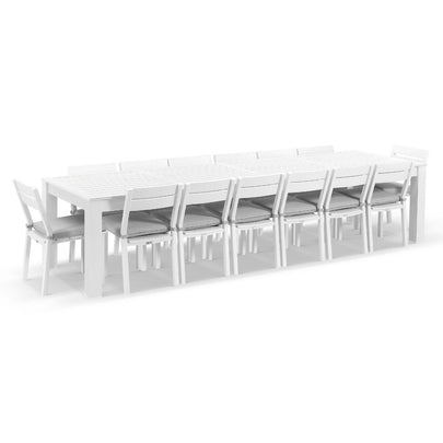 Santorini 3.55m Outdoor Aluminium Dining Setting With 14x Armless Chairs