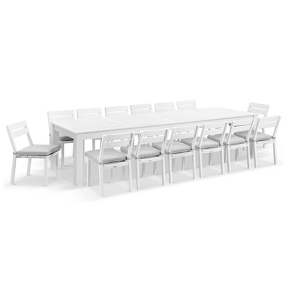Santorini 3.55m Outdoor Aluminium Dining Setting With 14x Armless Chairs