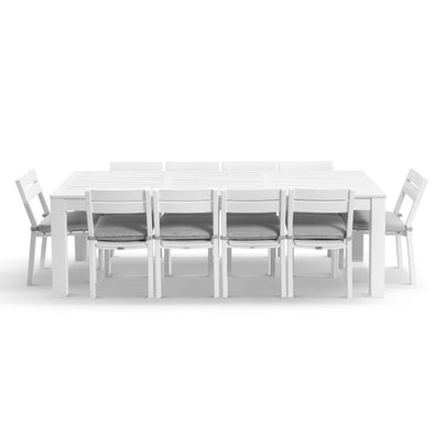 Santorini 2.5m Outdoor Aluminium Dining Setting With 10x Armless Chairs