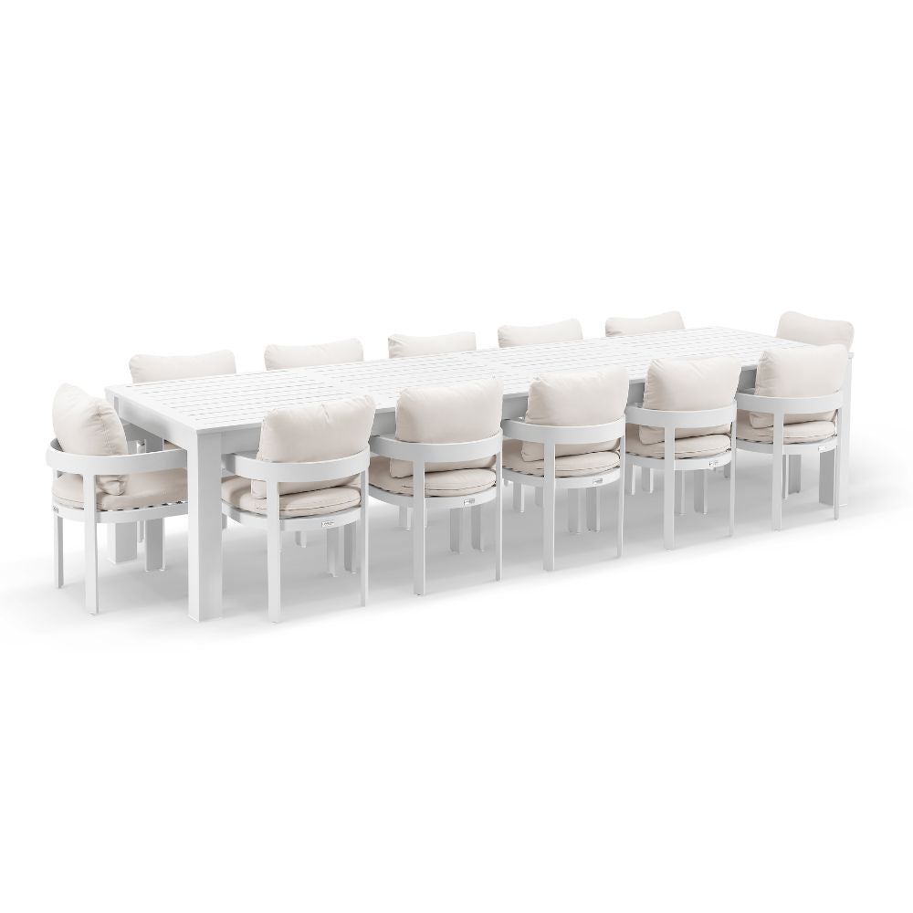 Santorini 3.55m Outdoor Aluminium Dining Setting With 12x Marlo Chairs