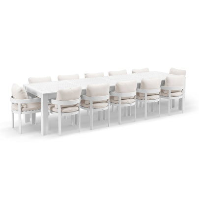 Santorini 3.55m Outdoor Aluminium Dining Setting With 12x Marlo Chairs