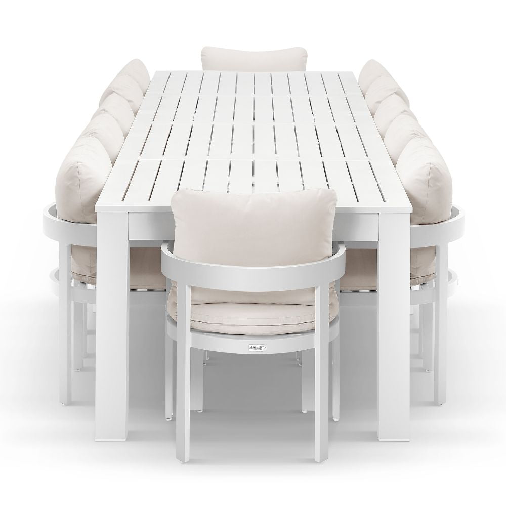 Santorini 3.55m Outdoor Aluminium Dining Setting With 12x Marlo Chairs