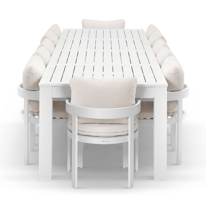 Santorini 3.55m Outdoor Aluminium Dining Setting With 12x Marlo Chairs