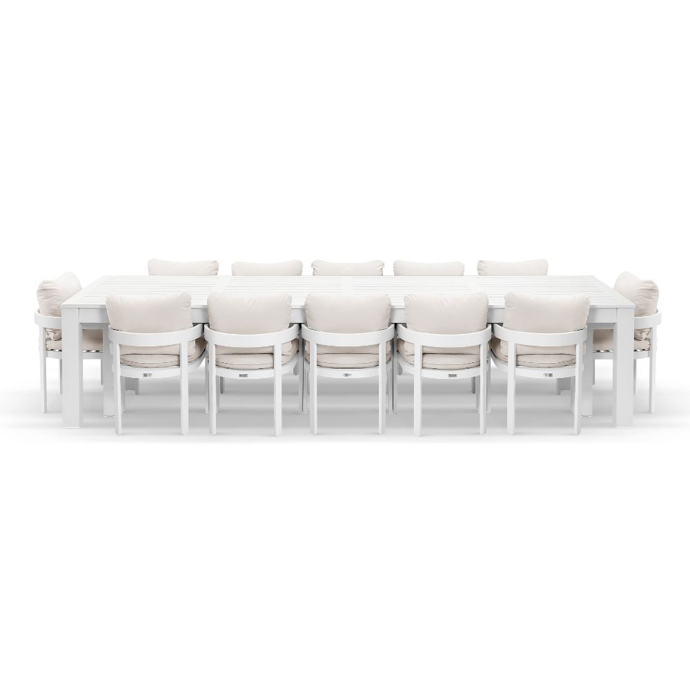 Santorini 3.55m Outdoor Aluminium Dining Setting With 12x Marlo Chairs