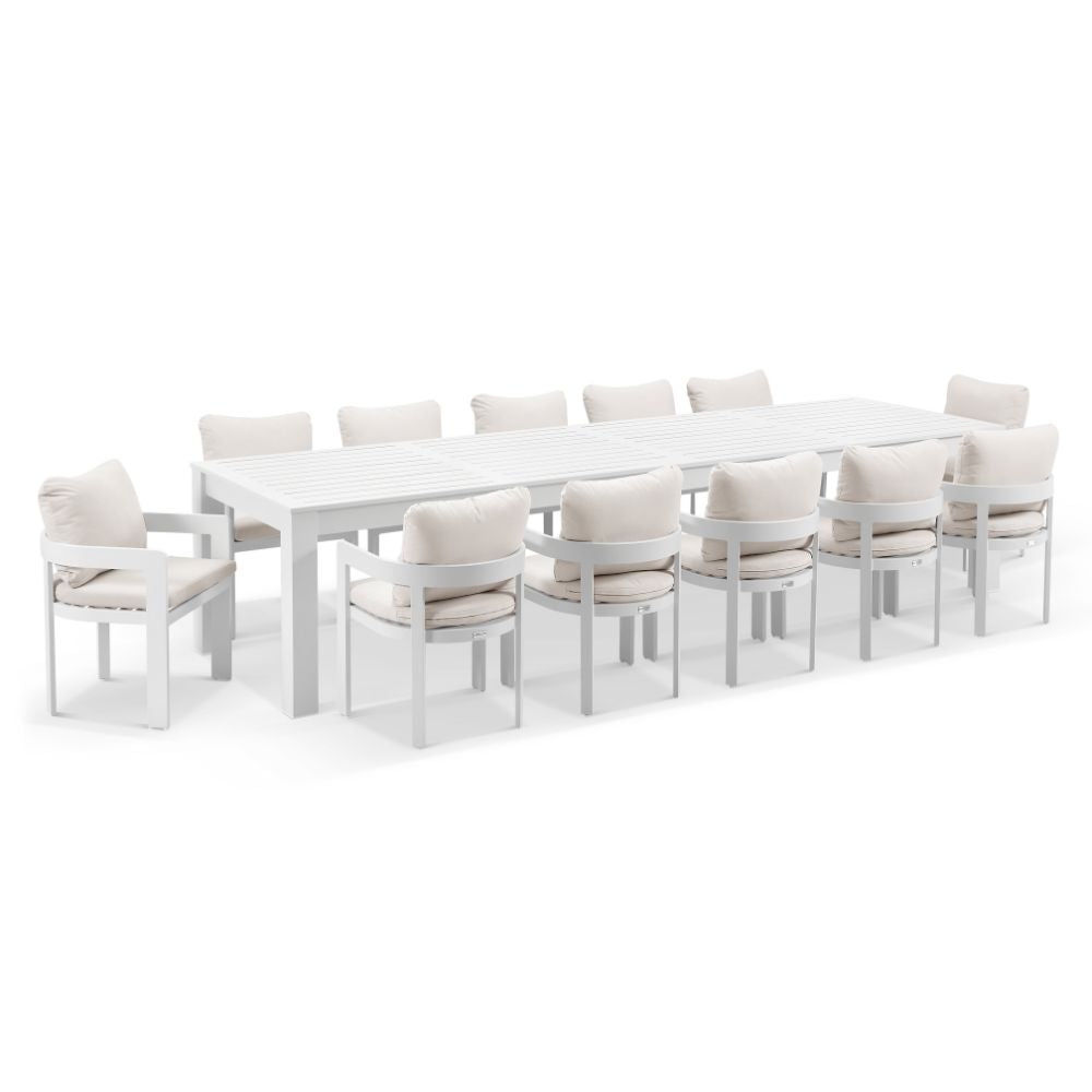 Santorini 3.55m Outdoor Aluminium Dining Setting With 12x Marlo Chairs