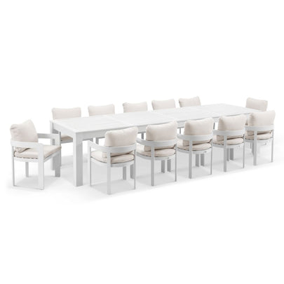 Santorini 3.55m Outdoor Aluminium Dining Setting With 12x Marlo Chairs