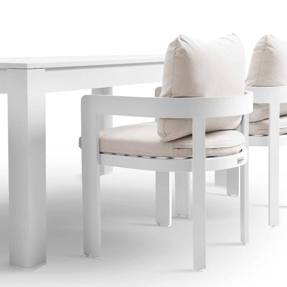 Santorini 2.5m Outdoor Aluminium Dining Setting With 8x Marlo Chairs